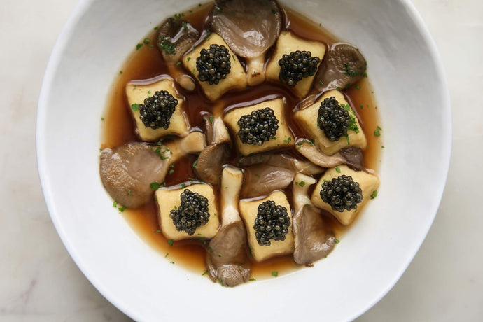 Gnocchi, Wild Mushrooms & Caviar in Parmesan Brodo